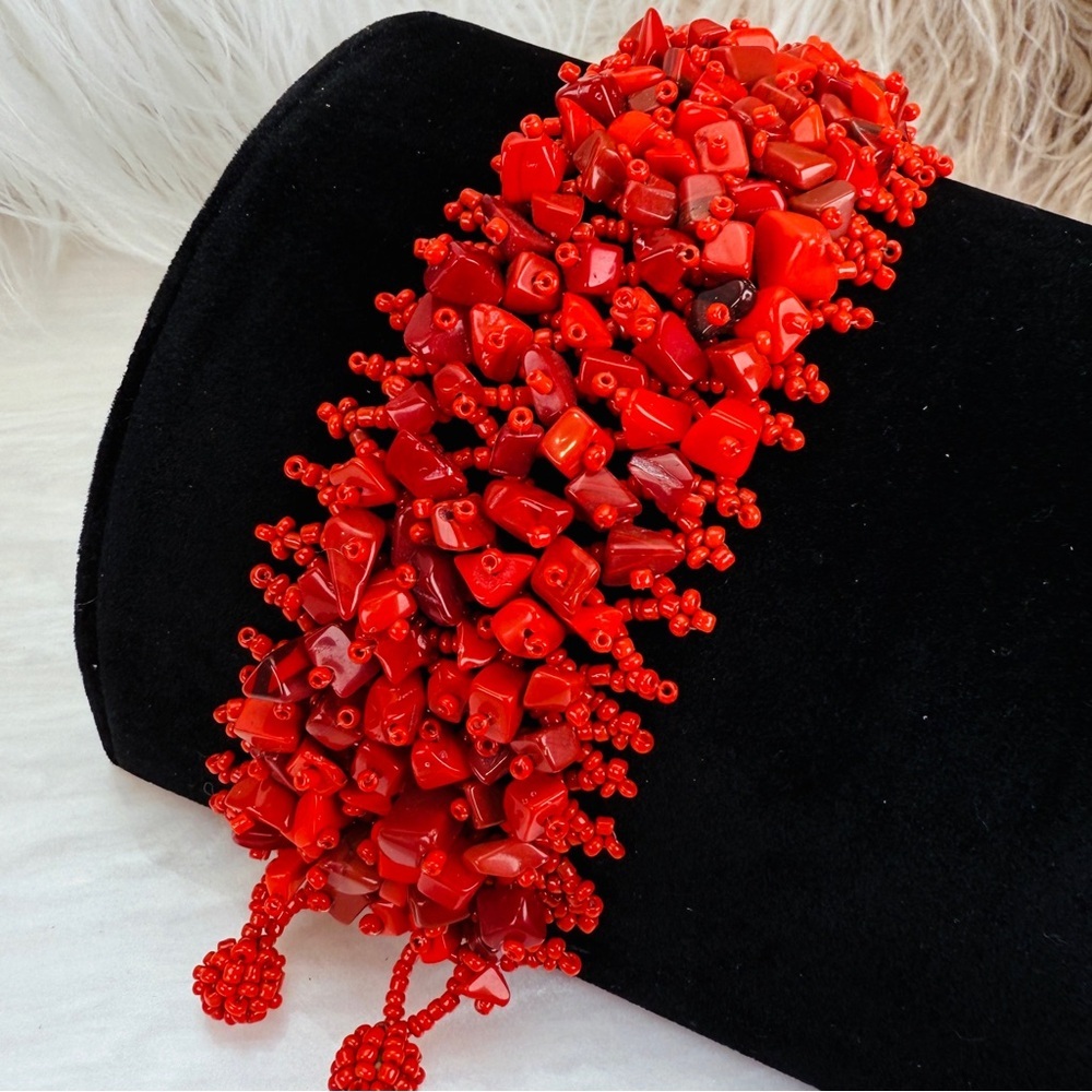 Vintage Bohemian, chic Red Beaded beaded Bracelet